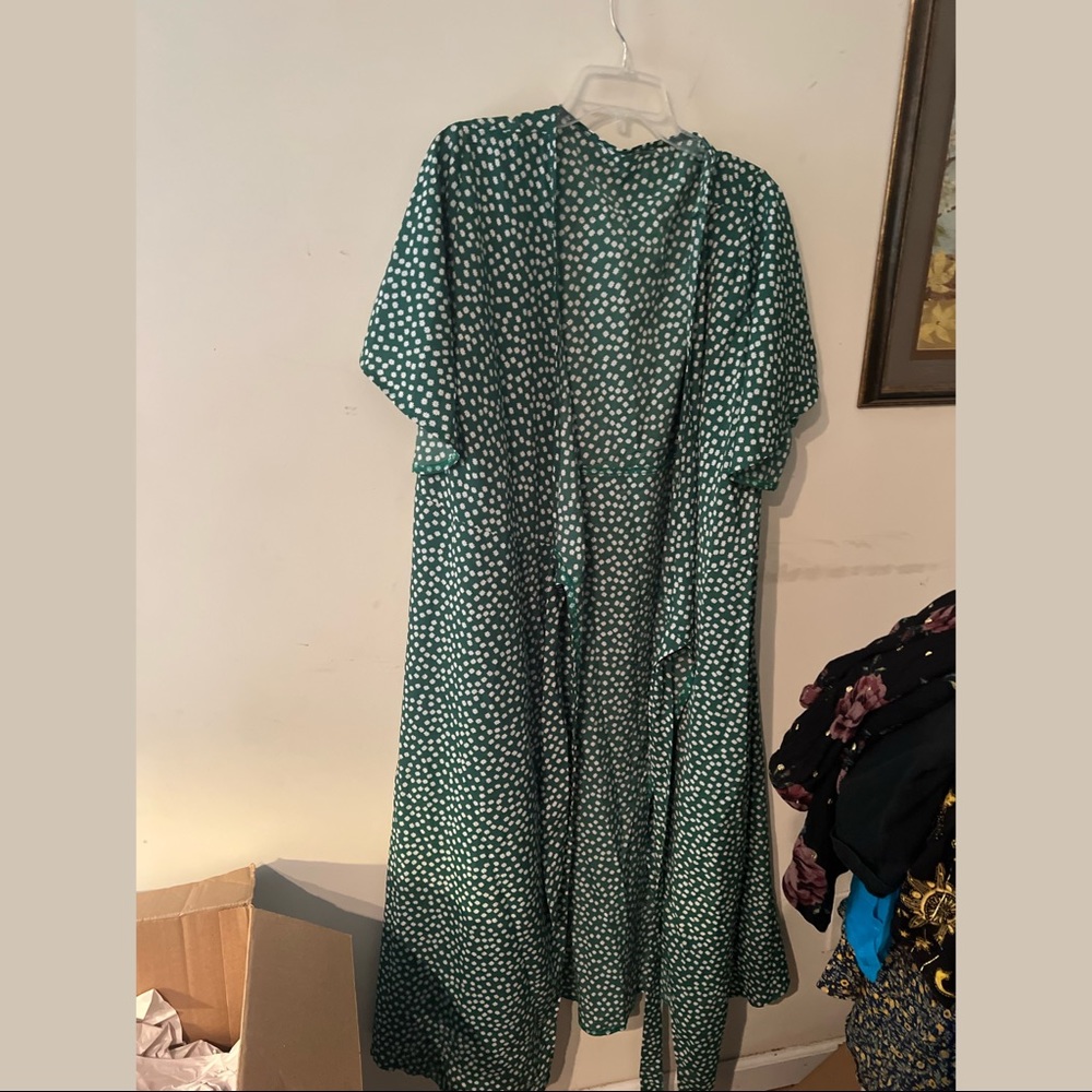 green polka dot maxi dress